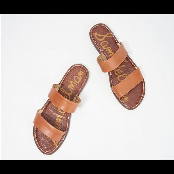 Sam Edelman Shoes - Sam Edelman Leather Double Strap Slide Sandals Gala Saddle - Medium